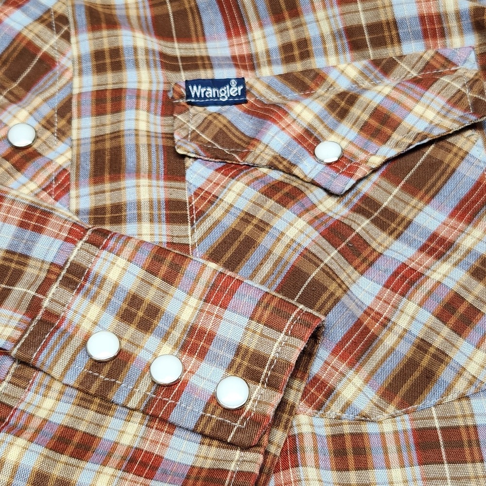 Wrangler Womens Vintage Pearl Snap Western Plaid Long Sleeve Shirt Medium Cowboy - Picture 3 of 8